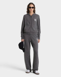 Sweat à capuche zippé en cachemire « Heritage Yankees Serif » - Gris foncé/Blanc