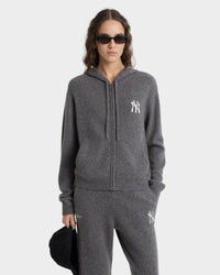 Sweat à capuche zippé en cachemire « Heritage Yankees Serif » - Gris foncé/Blanc