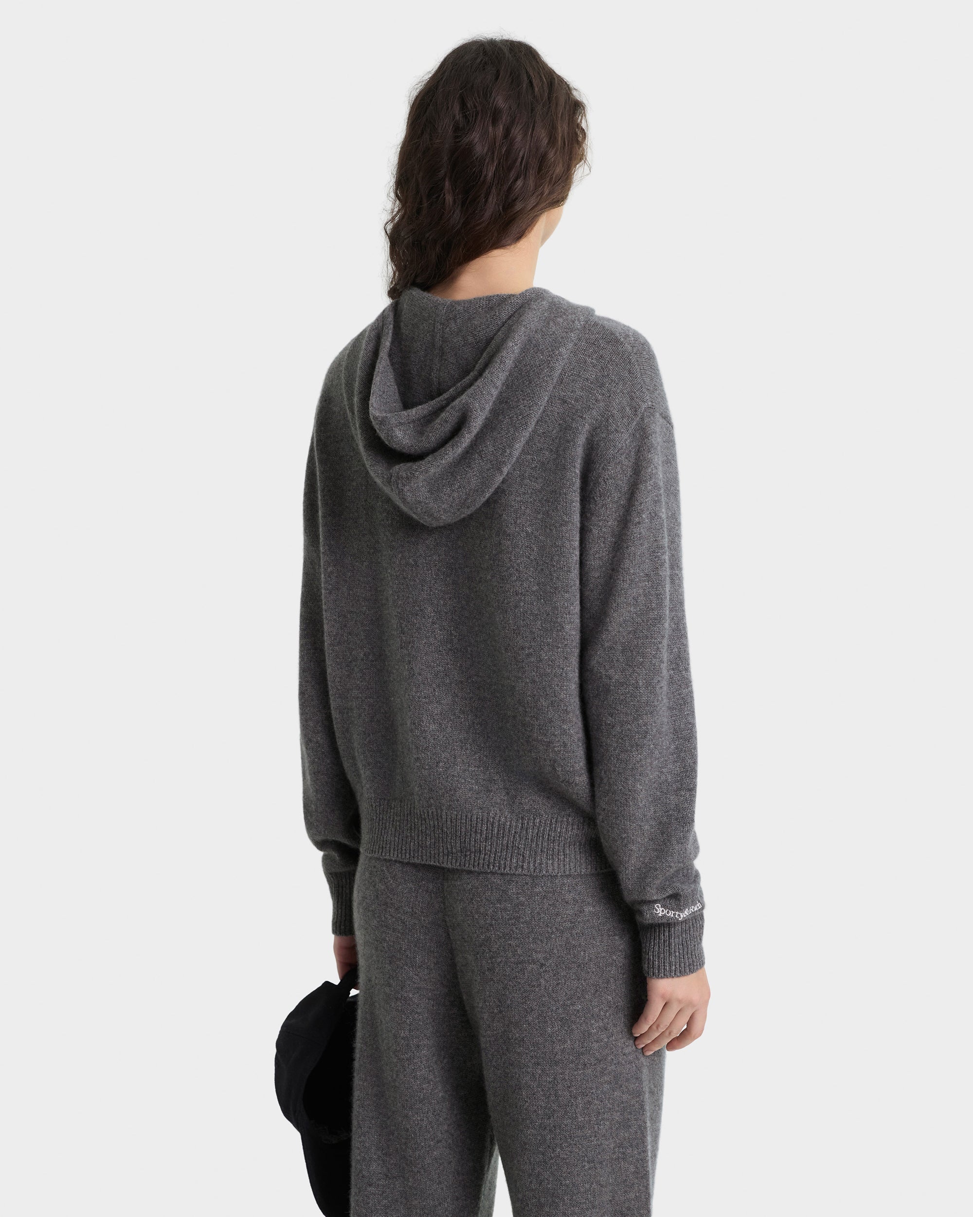 Sweat à capuche zippé en cachemire « Heritage Yankees Serif » - Gris foncé/Blanc