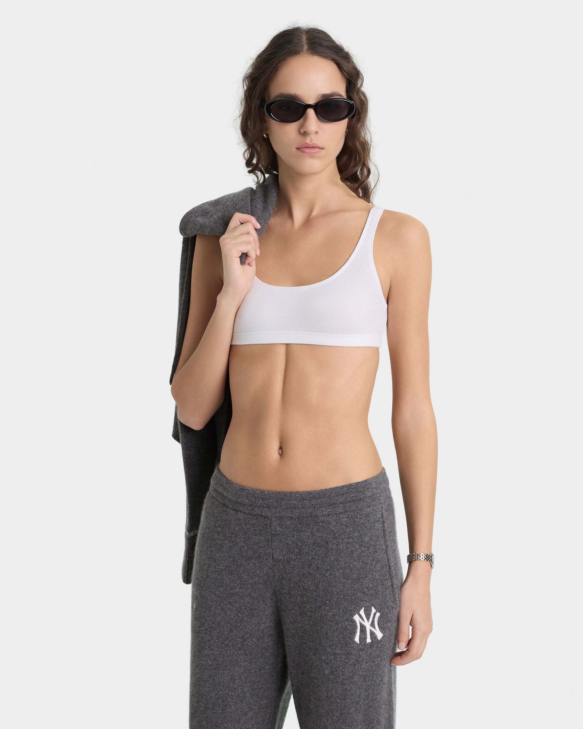 Pantalon en cachemire Heritage Yankees Serif - Gris foncé/Blanc