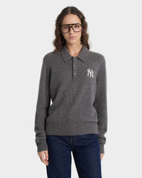 Polo en cachemire Heritage Yankees Serif - Gris foncé/Blanc