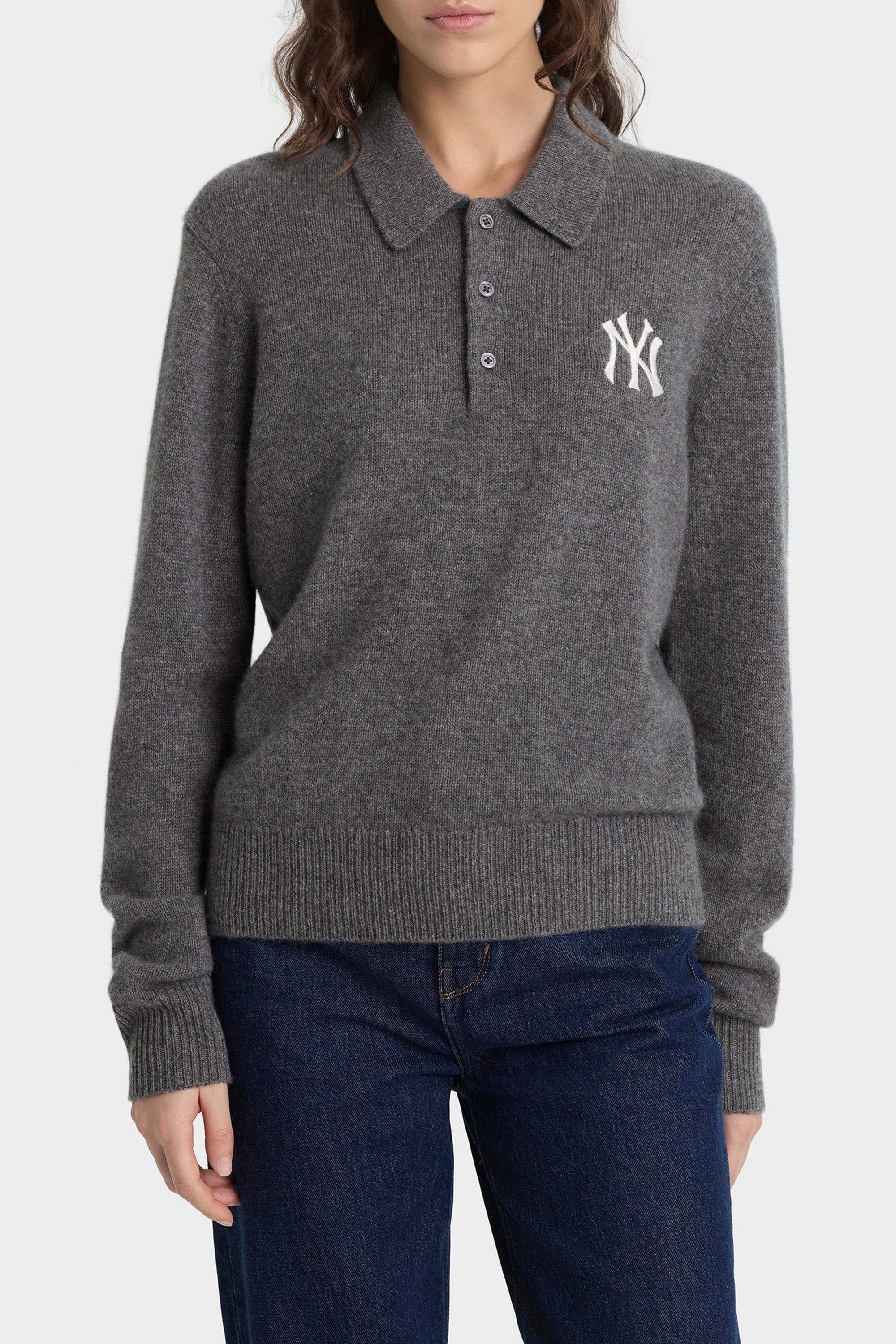 Polo Heritage Yankees Serif en cachemire - Gris Foncé & Blanc