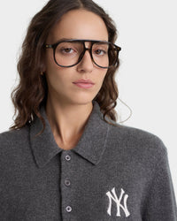 Polo en cachemire Heritage Yankees Serif - Gris foncé/Blanc