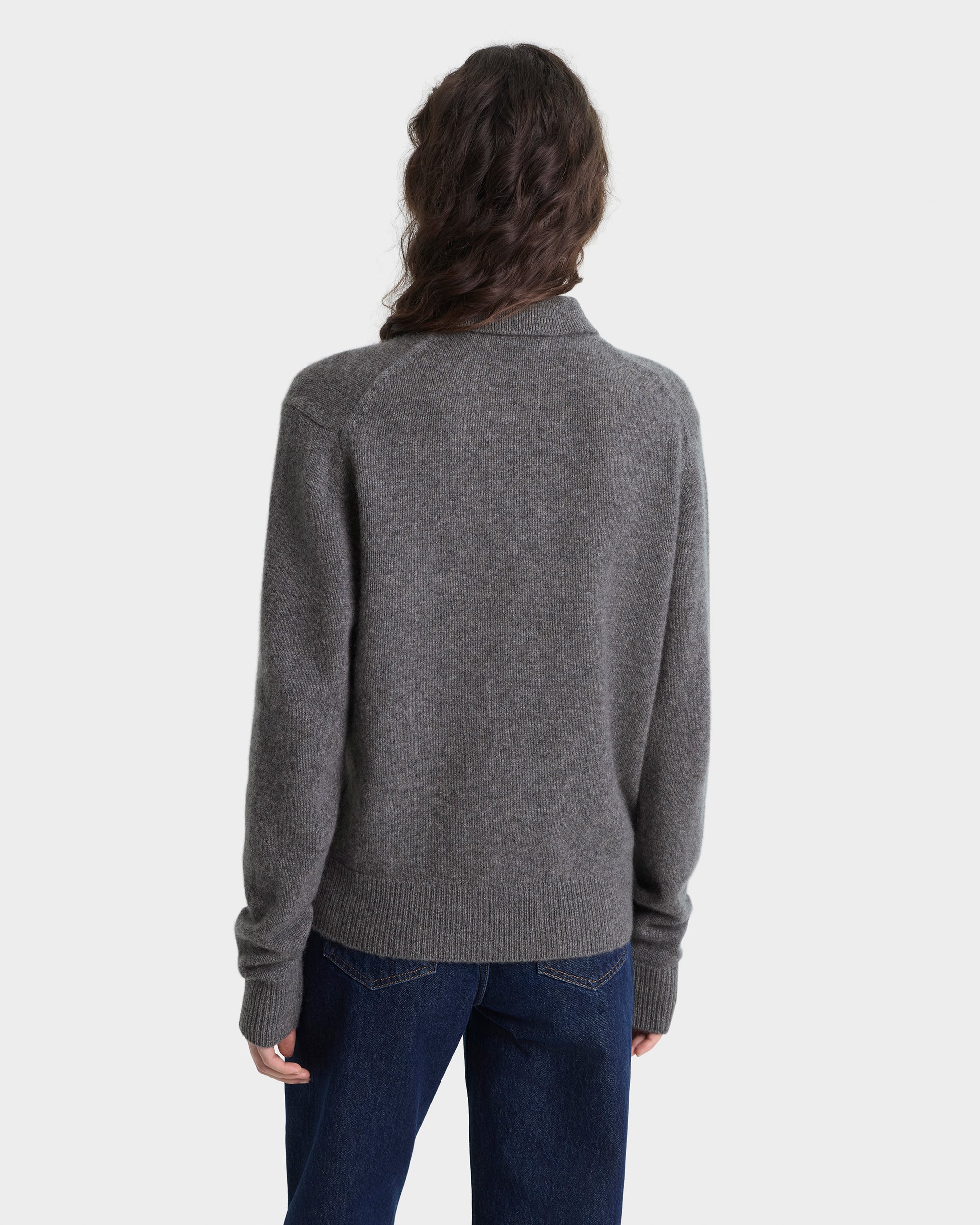 Polo en cachemire Heritage Yankees Serif - Gris foncé/Blanc