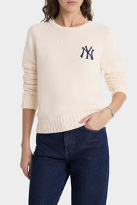Pull Heritage Yankees Serif en maille - Écru & Bleu Marine