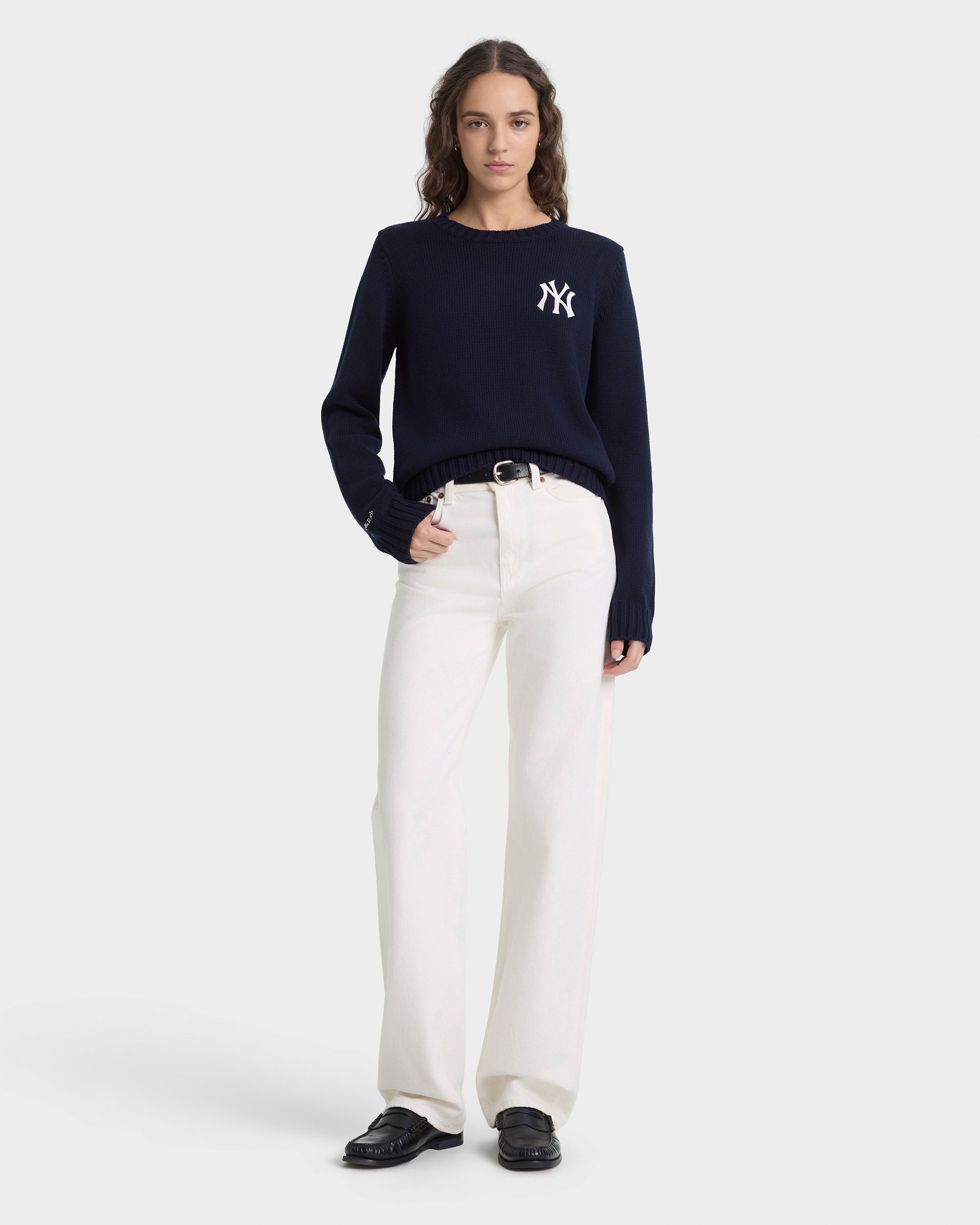 Pull en maille Heritage Yankees Serif - Bleu marine/Écru