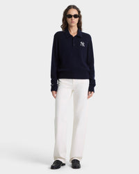 Polo en cachemire Heritage Yankees Serif - Bleu marine/Blanc