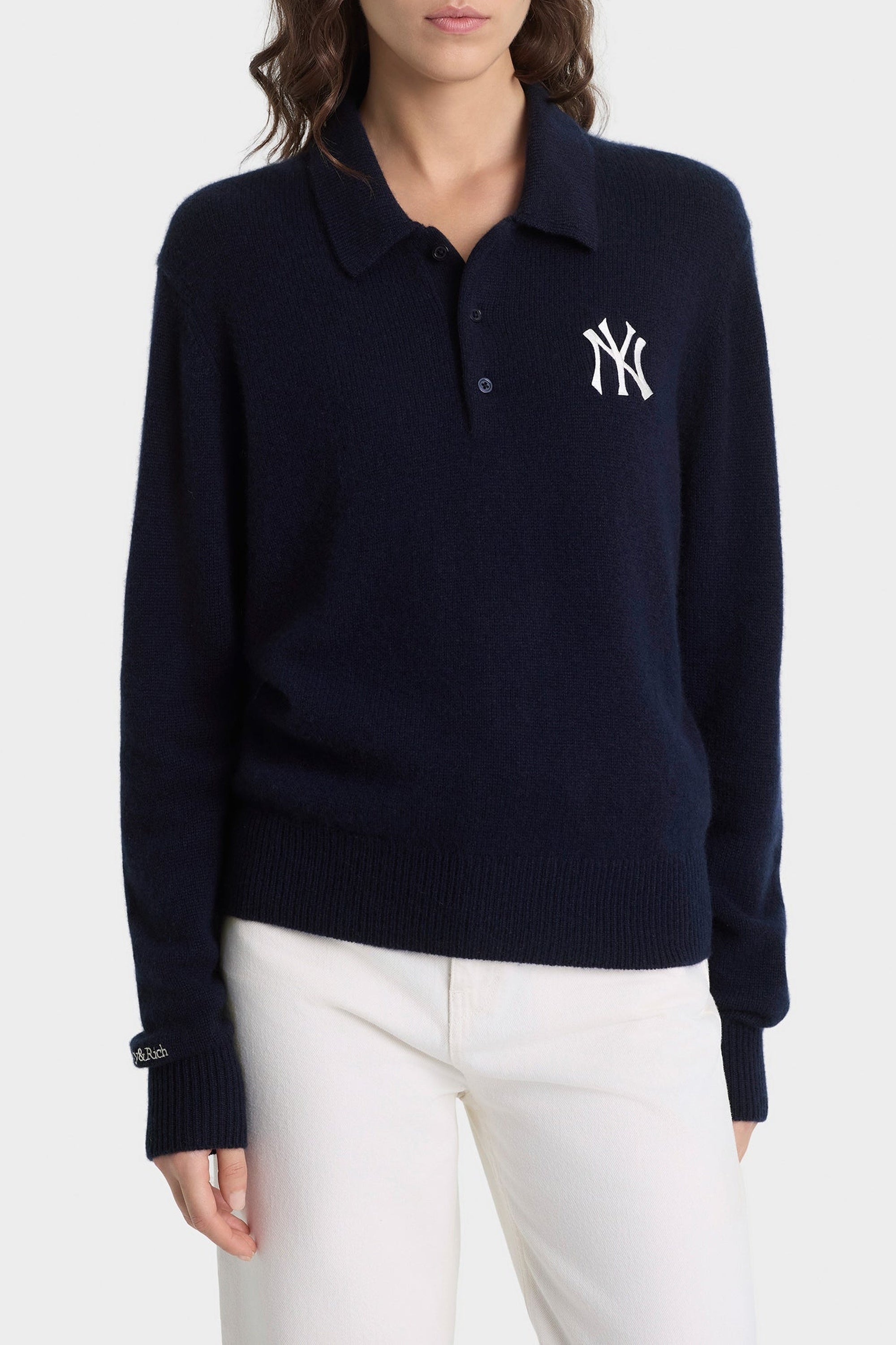 Polo Heritage Yankees Serif en cachemire - Bleu Marine & Blanc