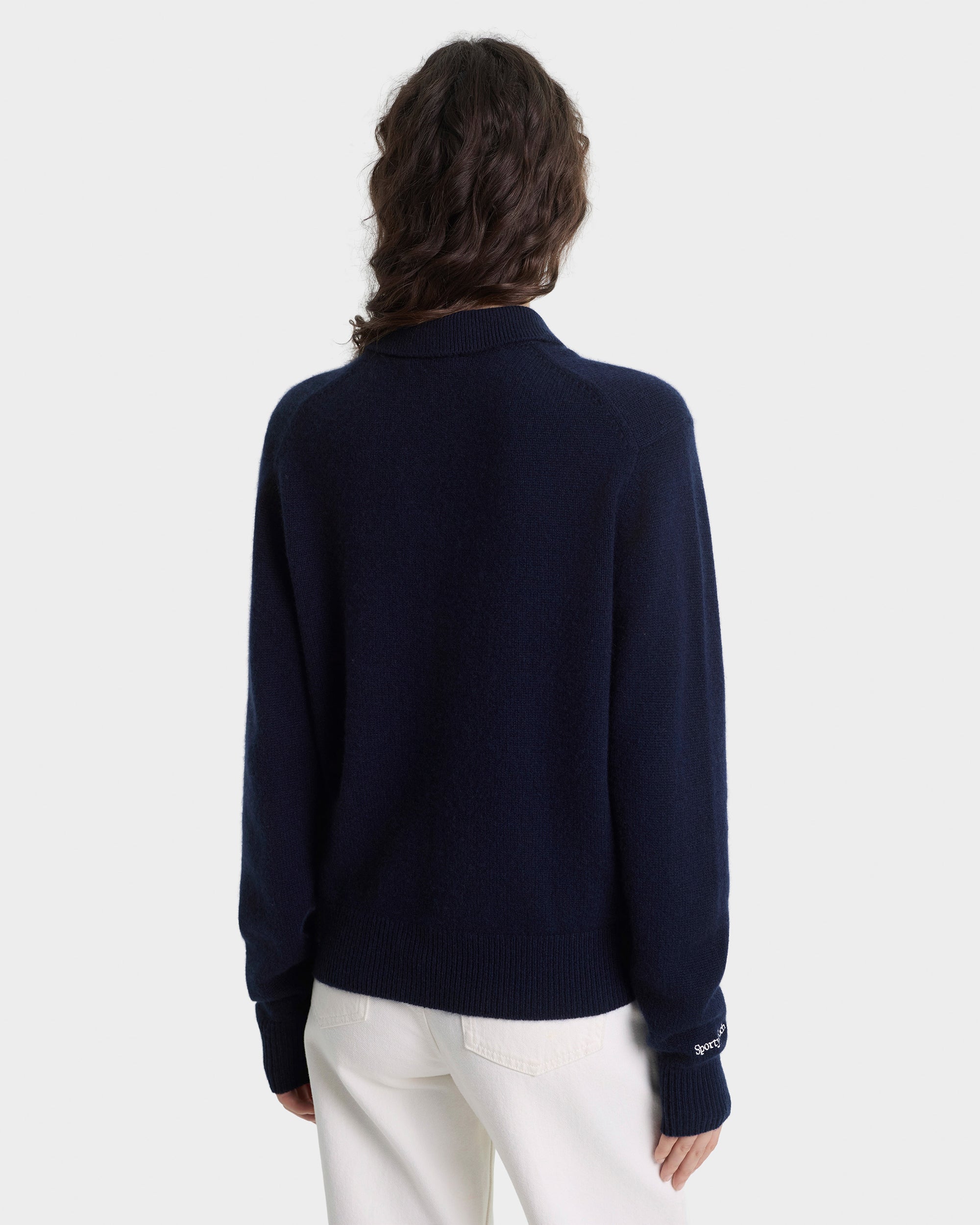 Polo en cachemire Heritage Yankees Serif - Bleu marine/Blanc