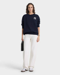Pull à col rond Heritage Yankees Serif - Bleu marine/Blanc