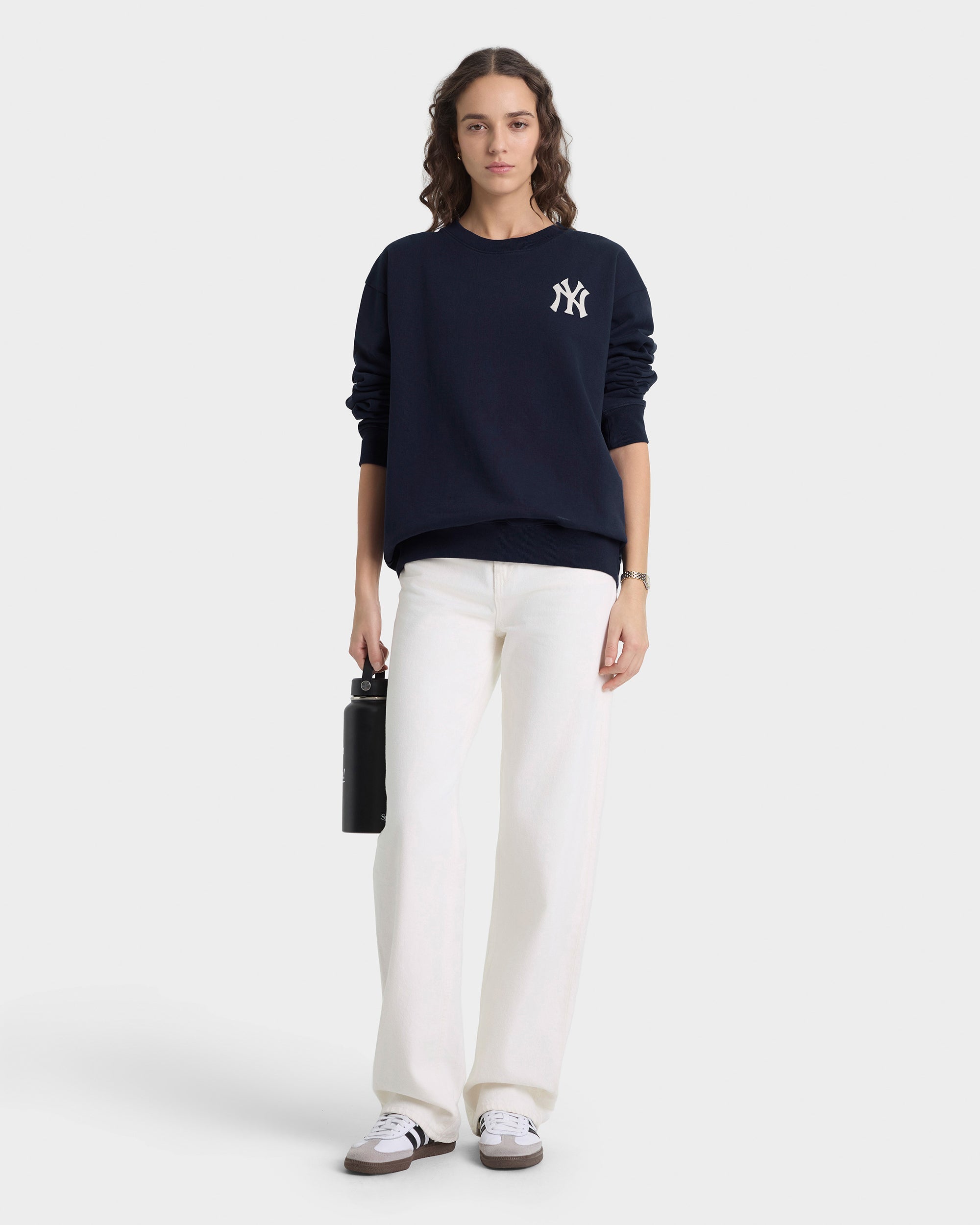 Pull à col rond Heritage Yankees Serif - Bleu marine/Blanc