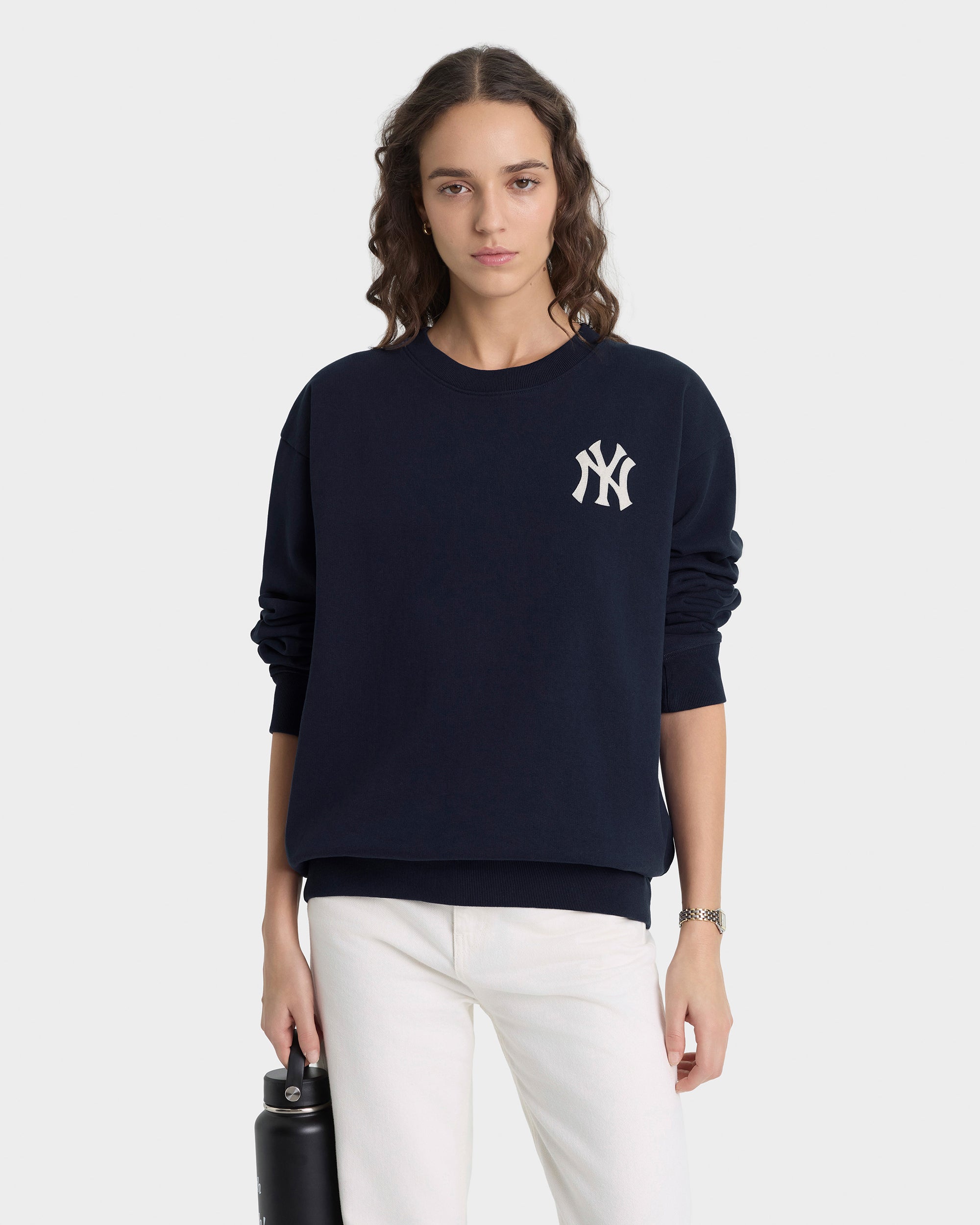 Pull à col rond Heritage Yankees Serif - Bleu marine/Blanc