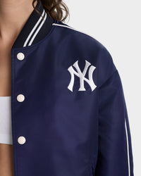 Veste universitaire en nylon Yankees Curve - Bleu marine/Blanc