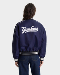 Veste universitaire en nylon Yankees Curve - Bleu marine/Blanc