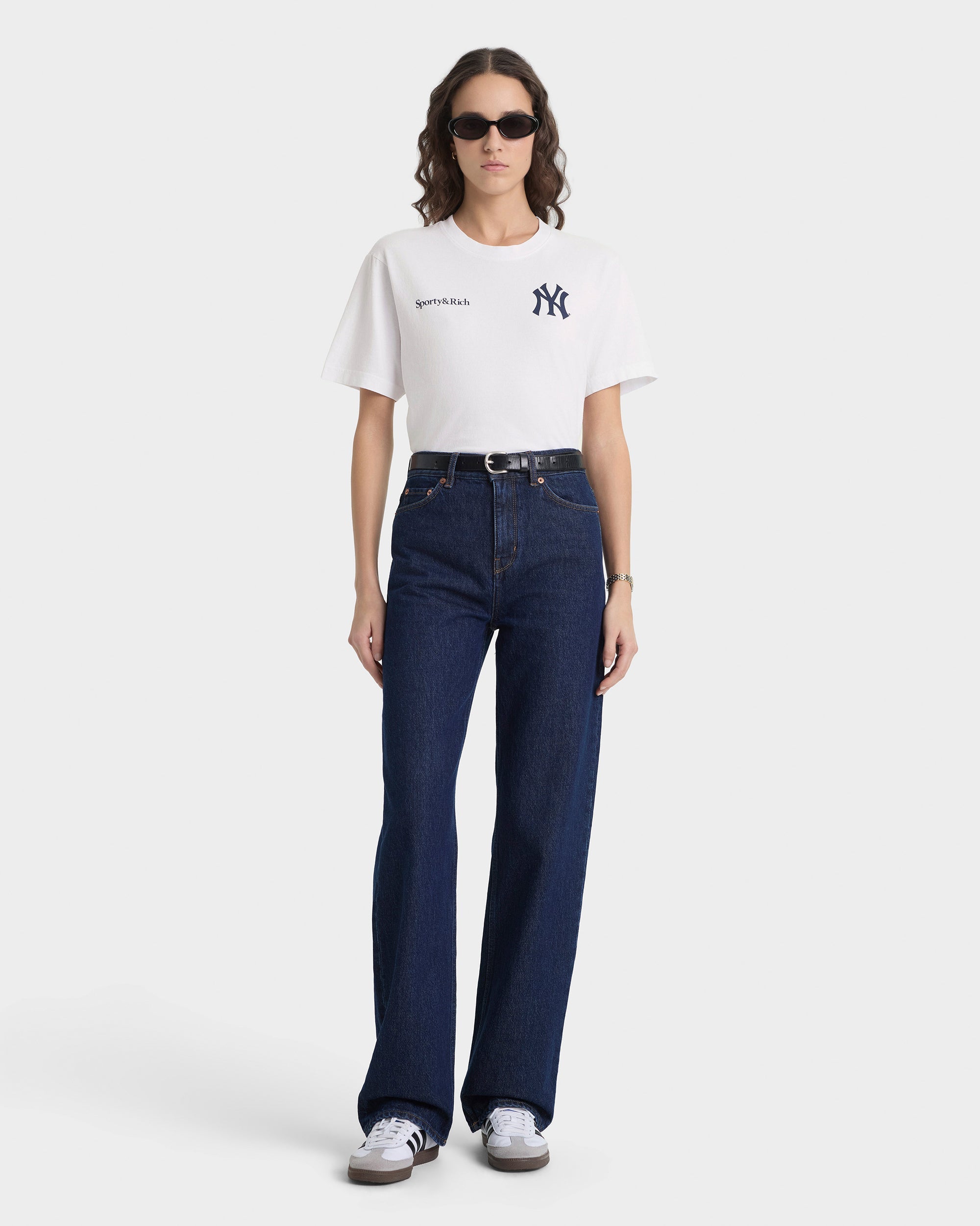T-shirt Yankees Curve - Blanc/Bleu marine