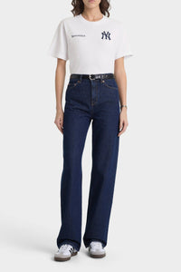 T-shirt oversize Yankees Curve - Blanc & Bleu Marine