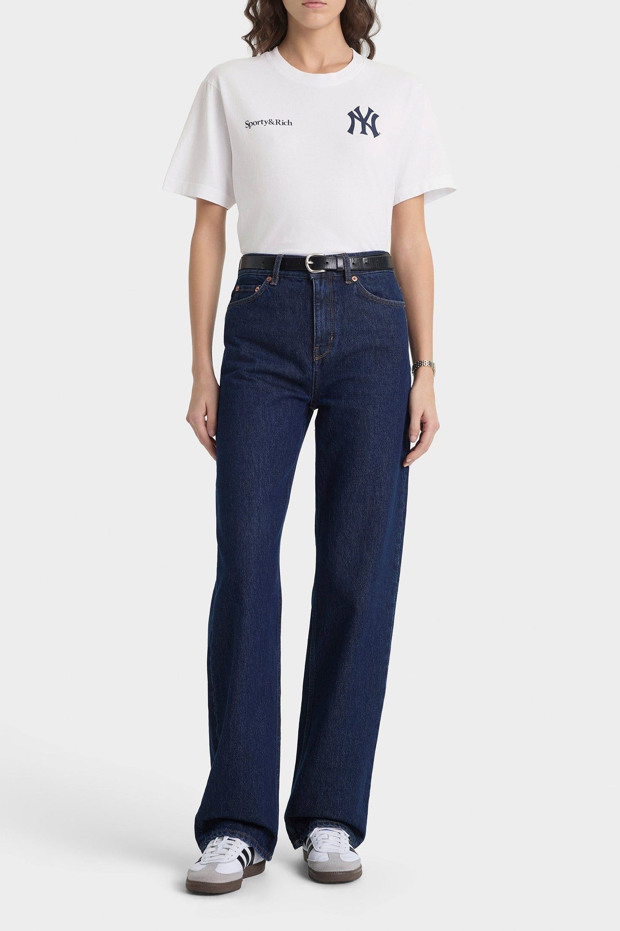 T-shirt oversize Yankees Curve - Blanc & Bleu Marine