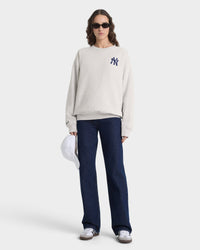 Pull à col rond Heritage Yankees Serif - Gris chiné/Bleu marine