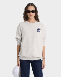 Pull à col rond Heritage Yankees Serif - Gris chiné/Bleu marine