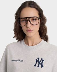 T-shirt Yankees Curve - Gris chiné/Bleu marine