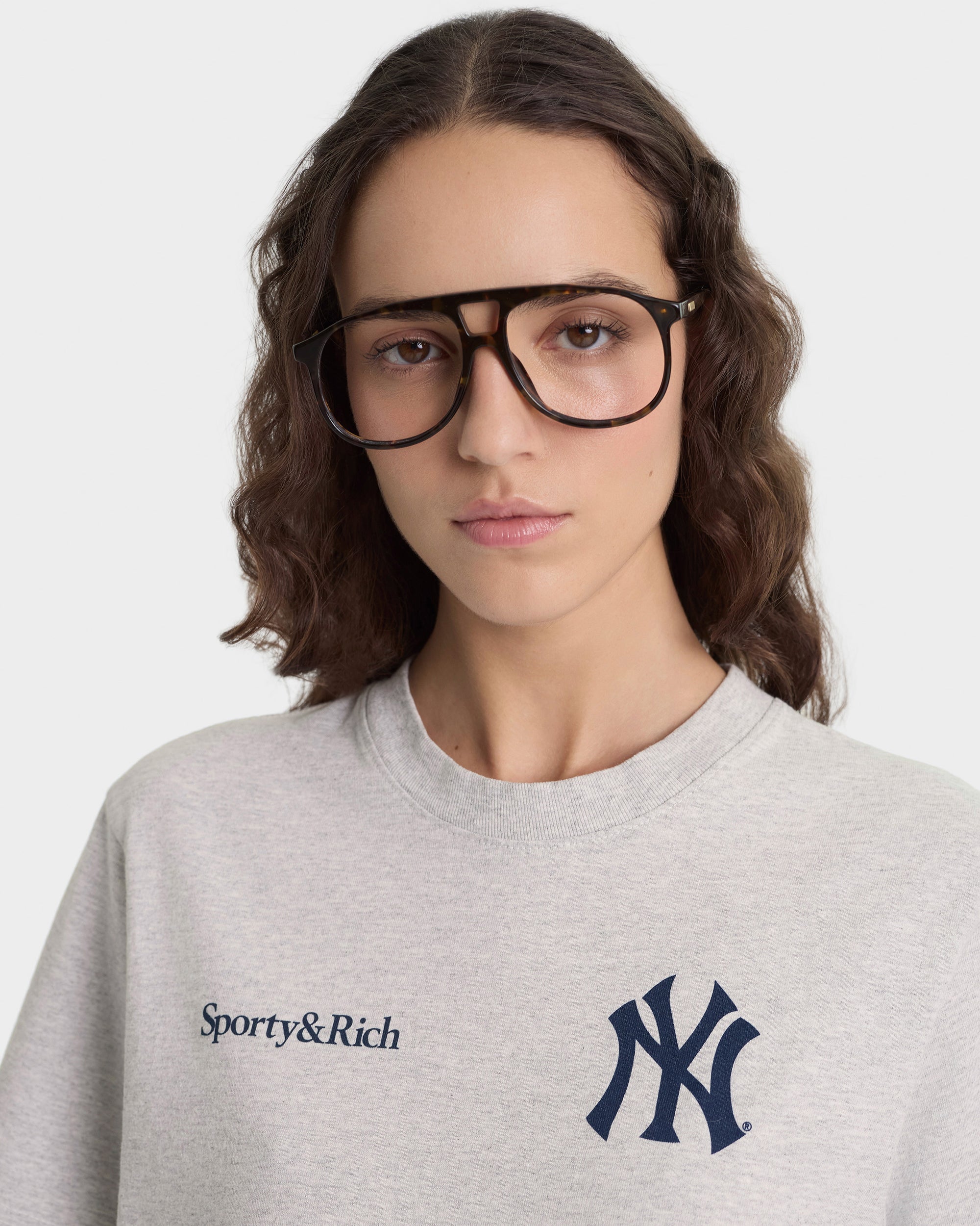T-shirt Yankees Curve - Gris chiné/Bleu marine
