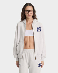 Sweat à capuche zippé Heritage Yankees Serif - Gris chiné/Bleu marine