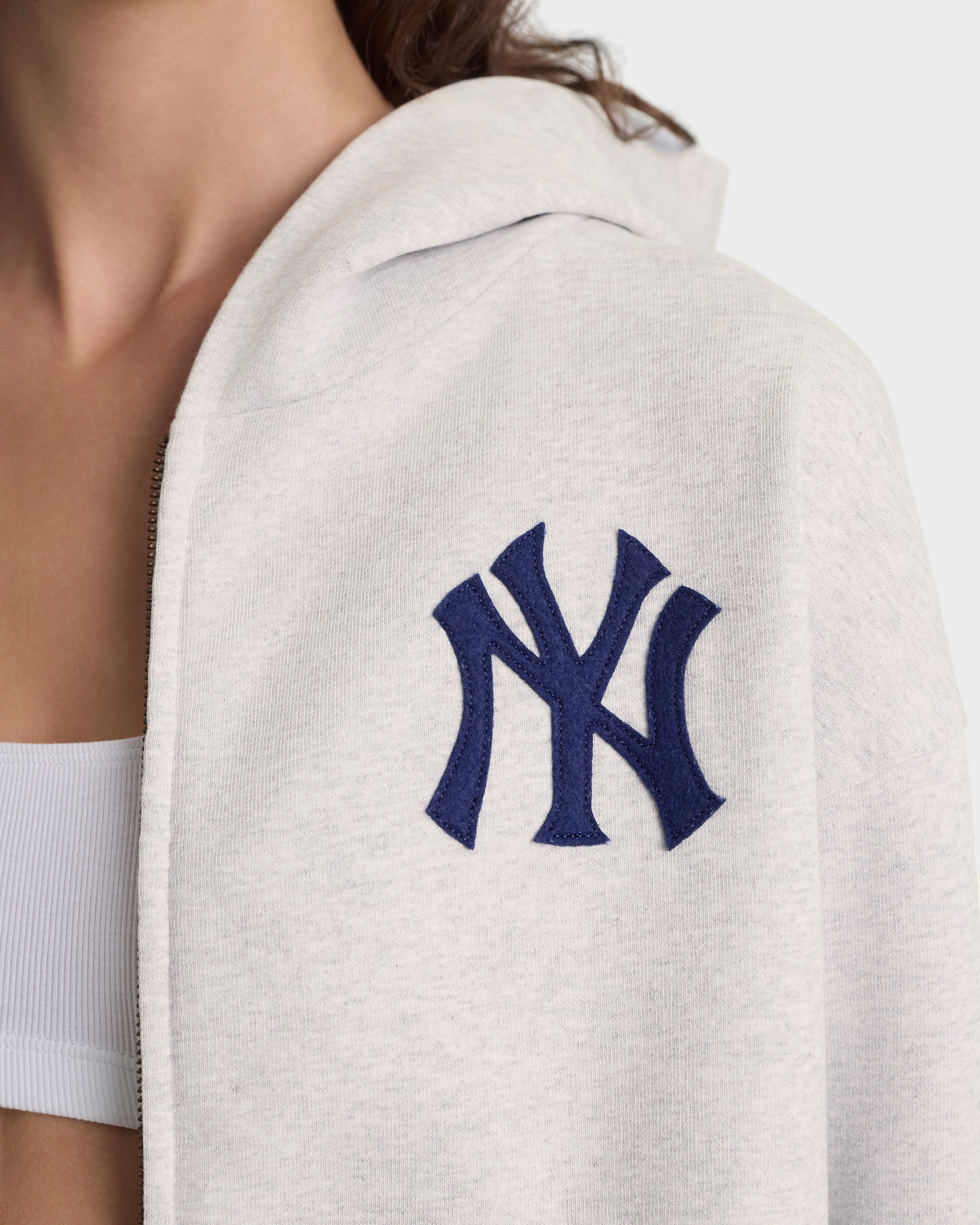 Sweat à capuche zippé Heritage Yankees Serif - Gris chiné/Bleu marine