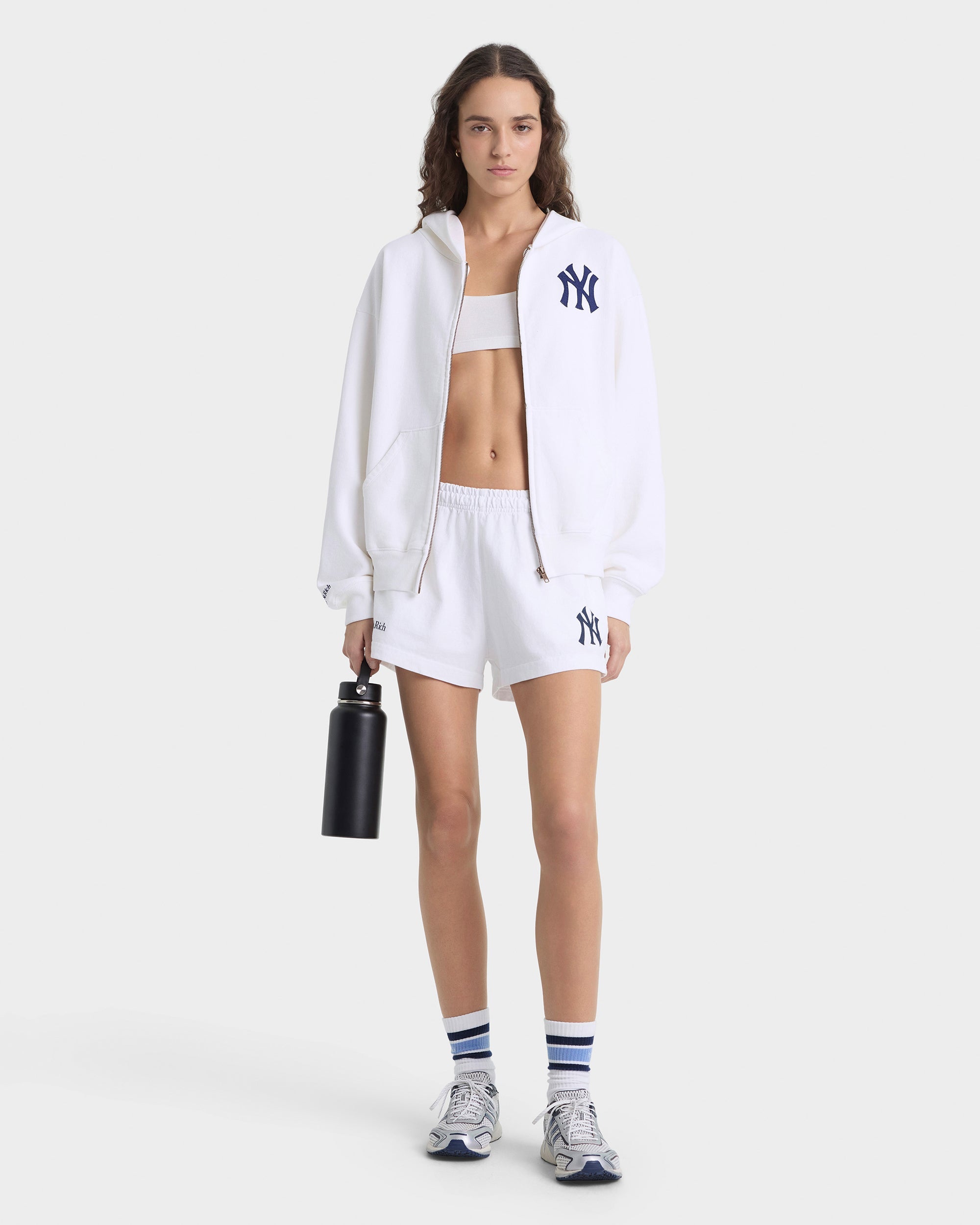 Sweat à capuche zippé Heritage Yankees Serif - Blanc/Bleu marine