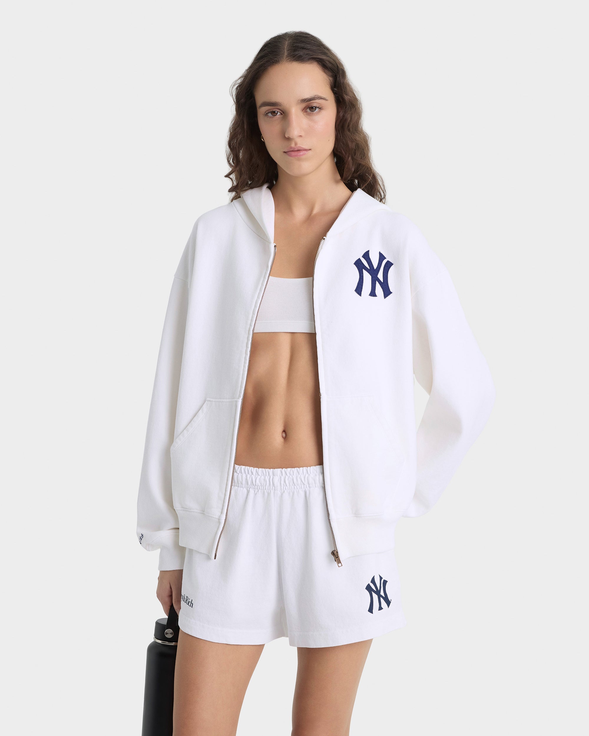 Sweat à capuche zippé Heritage Yankees Serif - Blanc/Bleu marine