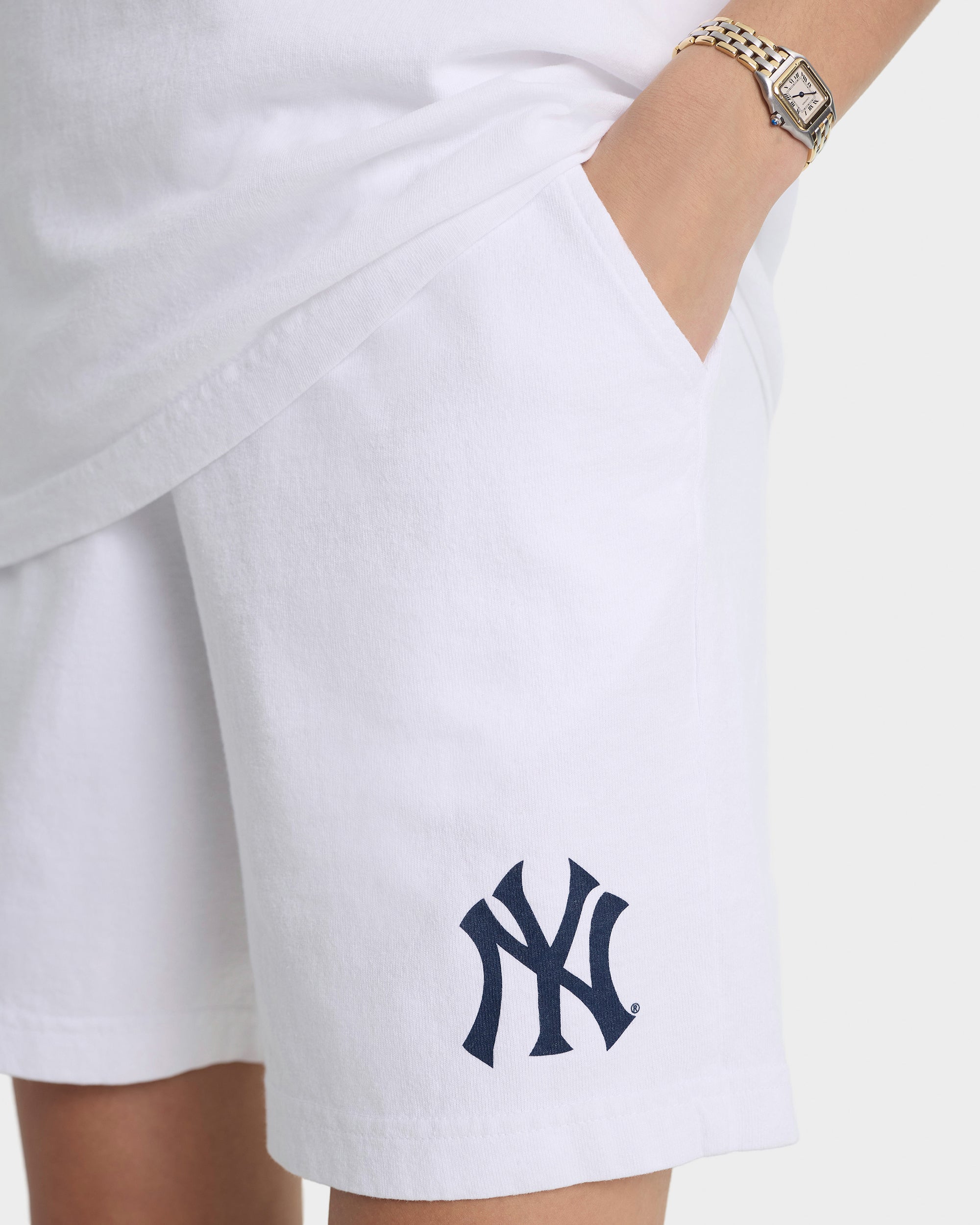 Short de sport Heritage Yankees Serif - Blanc/Bleu marine