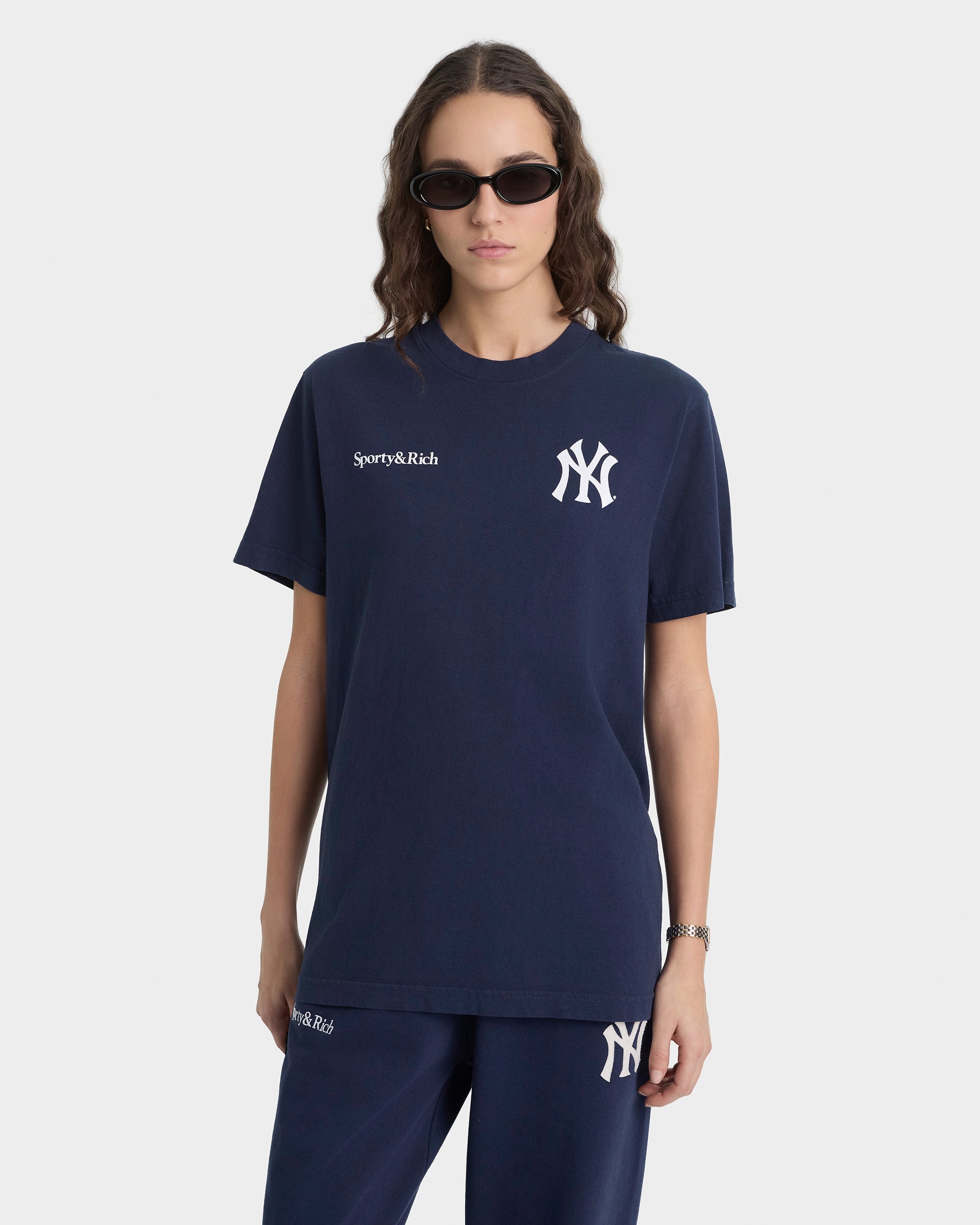 T-shirt Yankees Curve - Bleu marine/Blanc