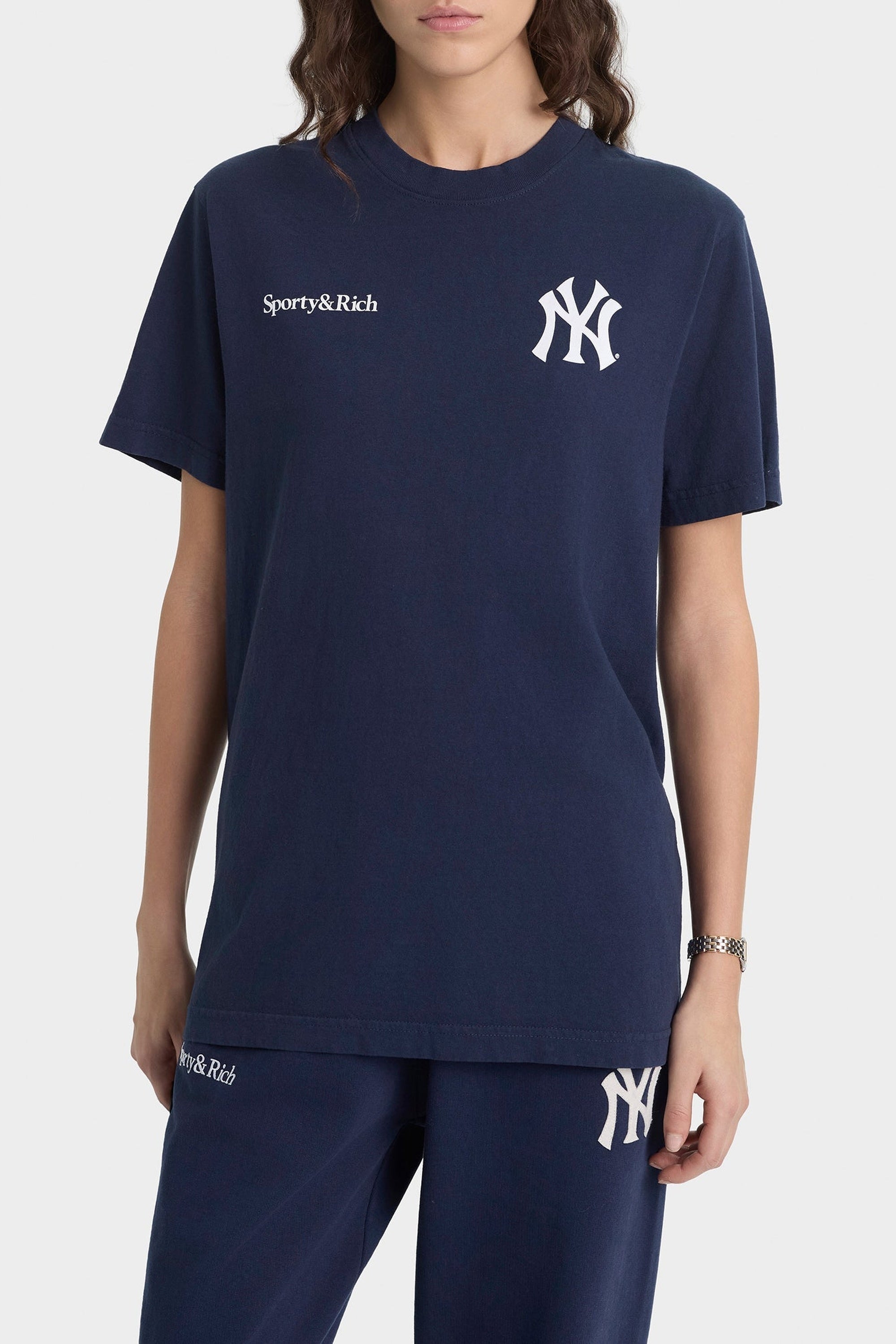 T-shirt Yankees Curve - Bleu Marine & Blanc