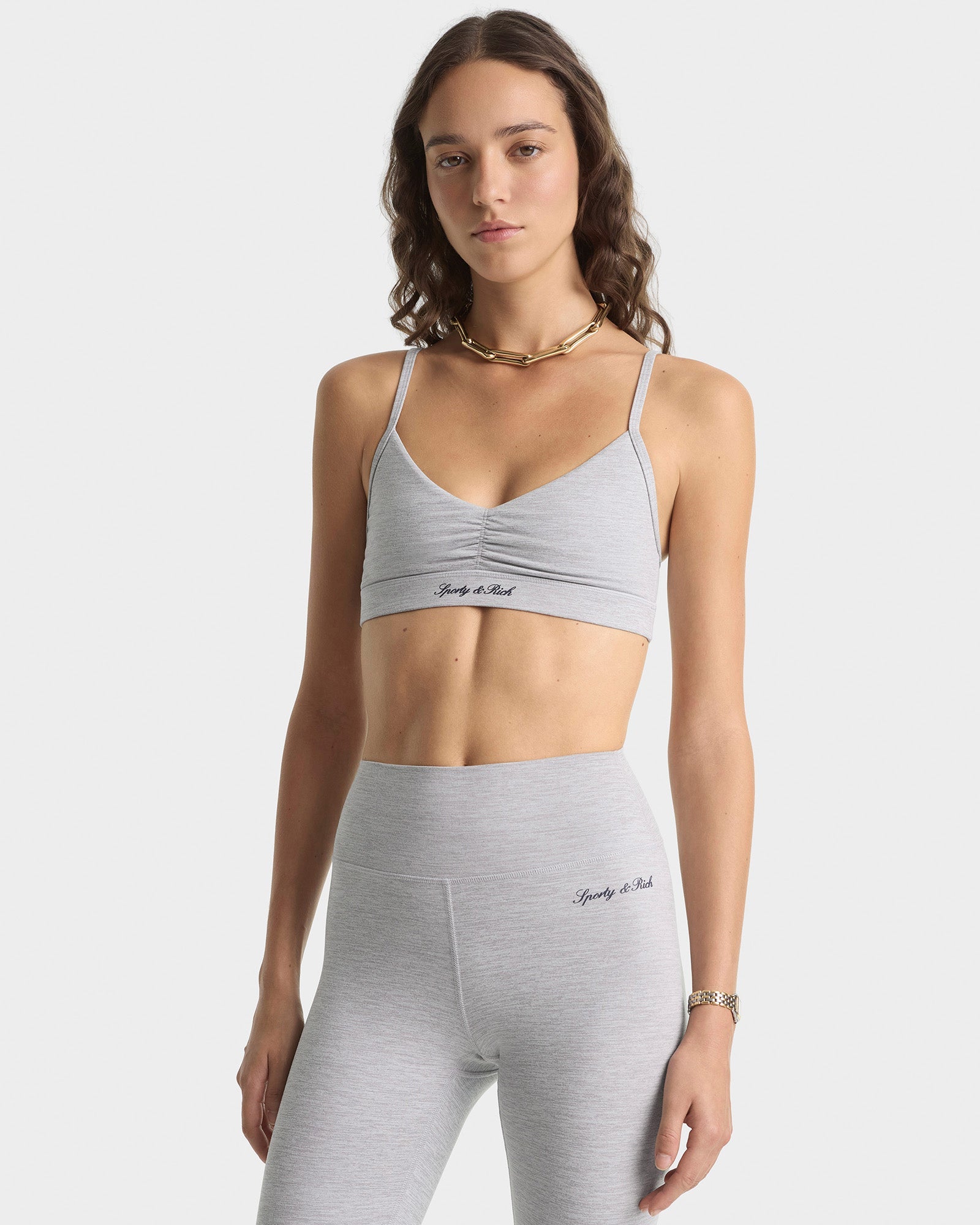 Legging Signature Logo - Gris chiné/Bleu marine
