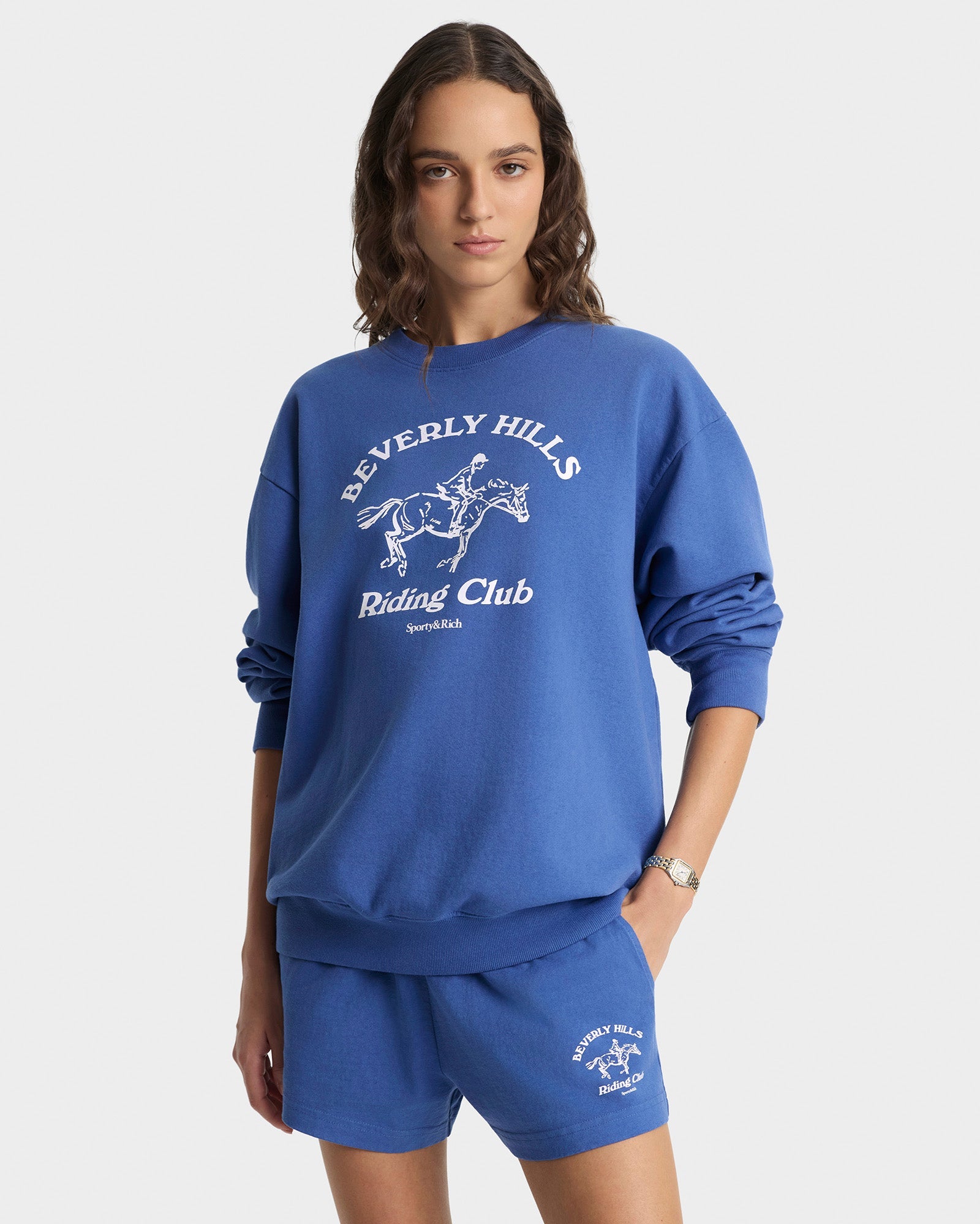 BH Riding Club Crewneck - Pier Blue & Ecru