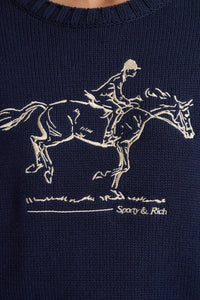 Horse Knitted Sweater - Navy