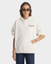 Sweat à capuche brodé « Vendome Script » - Écru/Chocolat