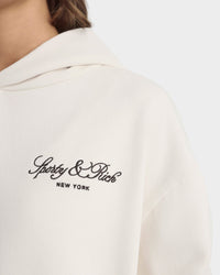 Sweat à capuche brodé « Vendome Script » - Écru/Chocolat