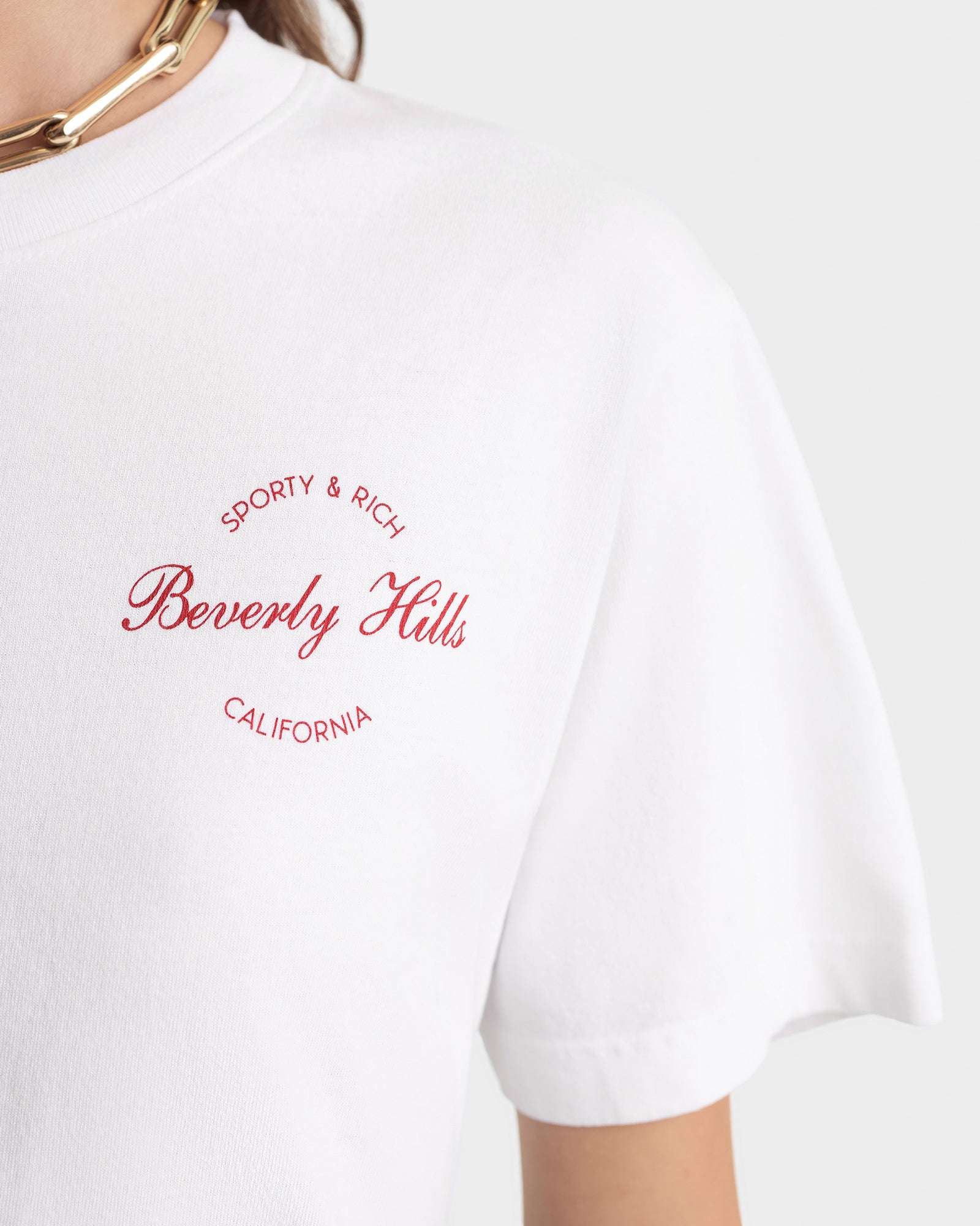 T-shirt Beverly Script - Blanc/Rubis