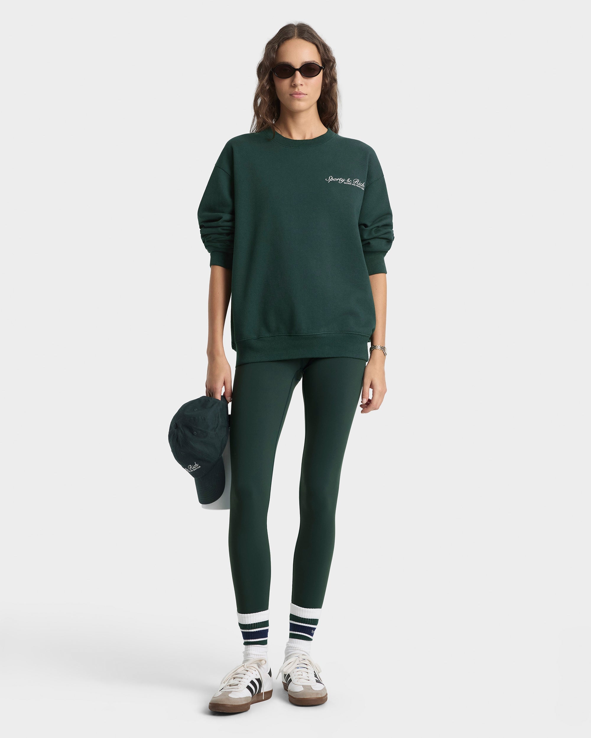 T-shirt à col rond Syracuse - Vert forêt/Blanc
