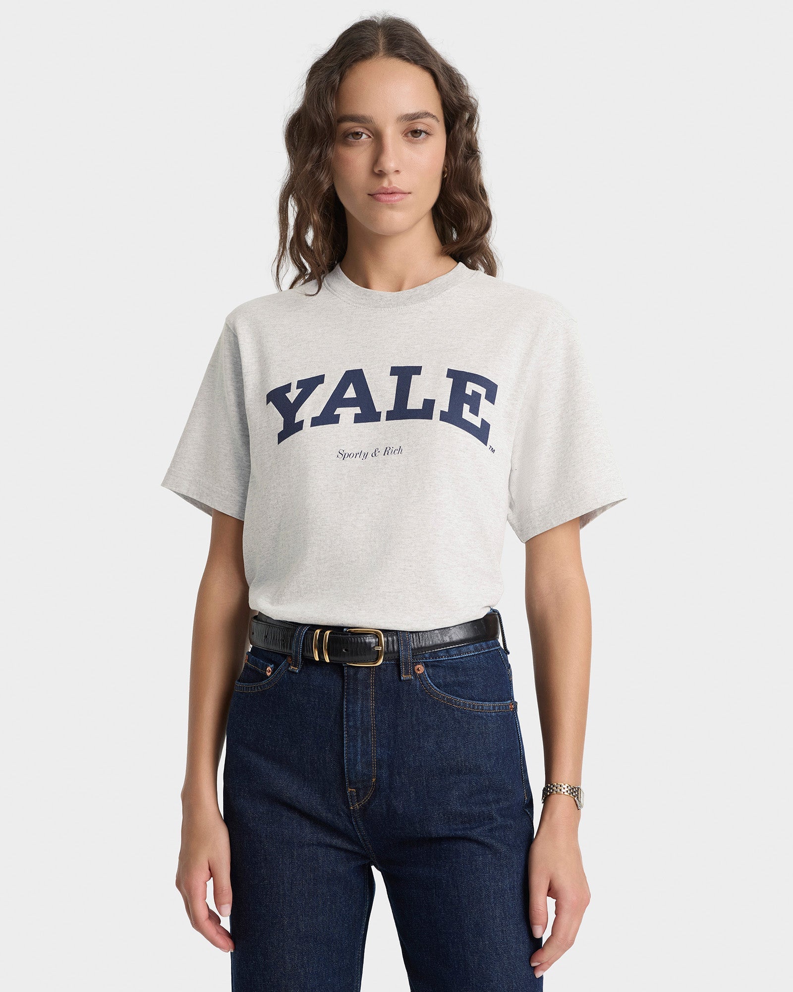 T-shirt Yale Classic - Gris chiné/Bleu marine