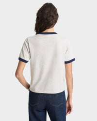T-shirt à col rond avec emblème de Yale - Gris chiné/Bleu marine