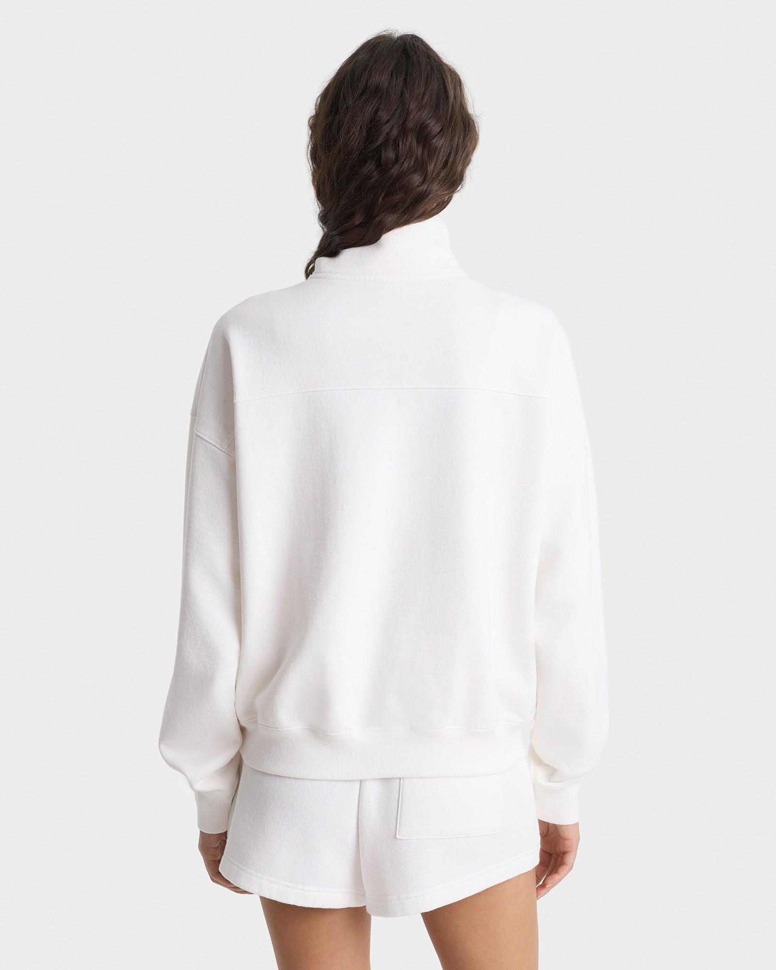 Pull à fermeture éclair quart de longueur Yale Crest - Blanc/Bleu marine