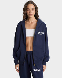 Sweat à capuche zippé Yale Classic - Bleu marine/Blanc