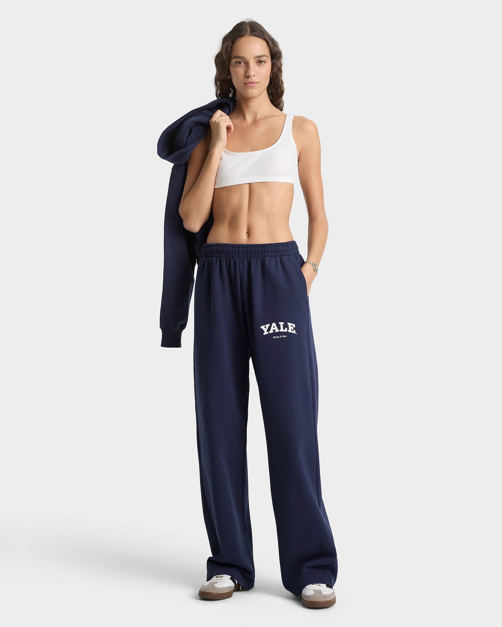 Pantalon de survêtement large Yale Classic - Bleu marine/Blanc