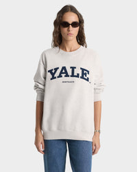 Pull à col rond Yale Ivy - Gris chiné/Bleu marine