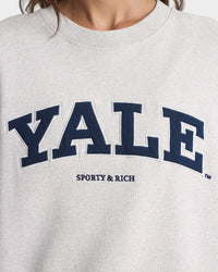Pull à col rond Yale Ivy - Gris chiné/Bleu marine