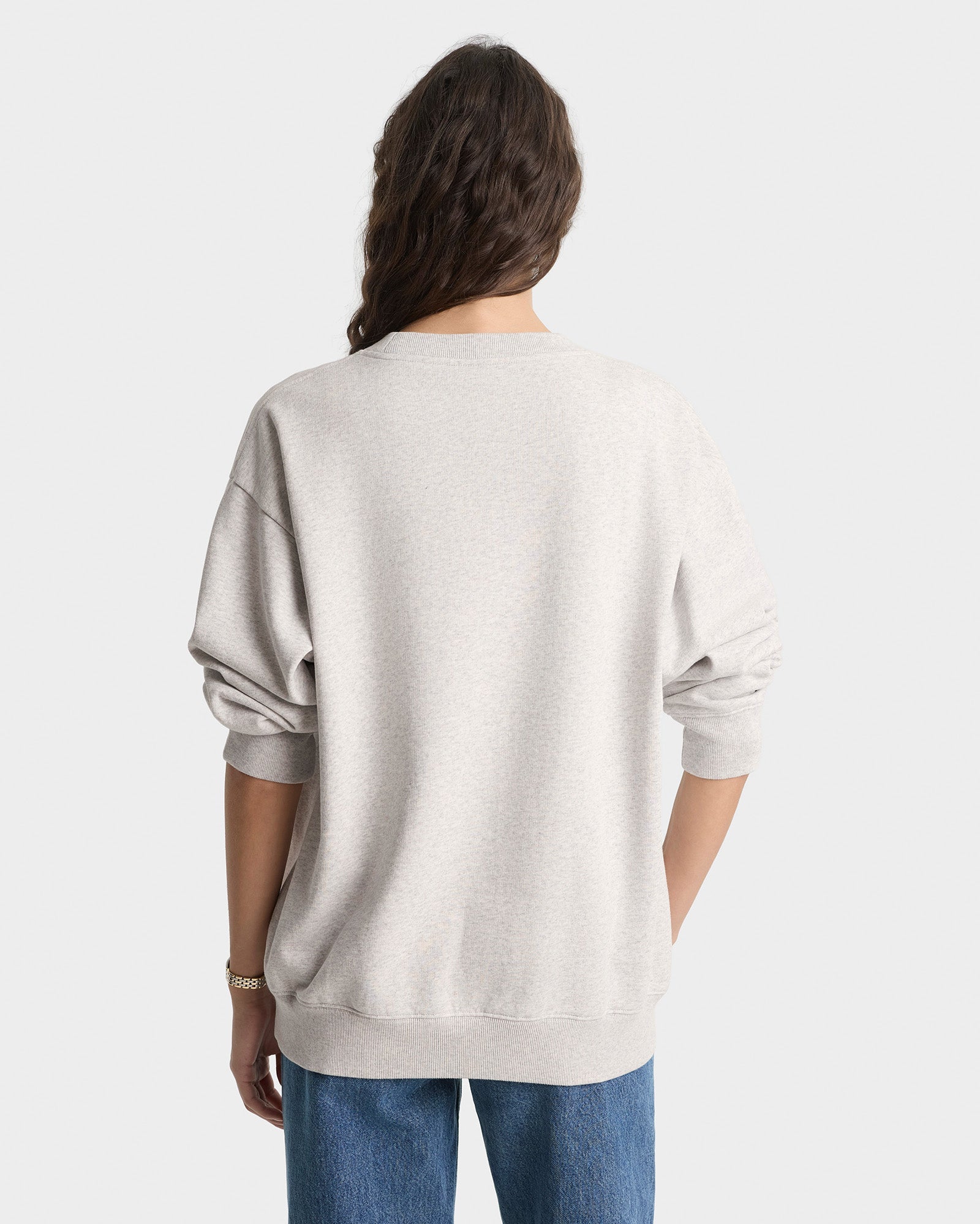 Pull à col rond Yale Ivy - Gris chiné/Bleu marine