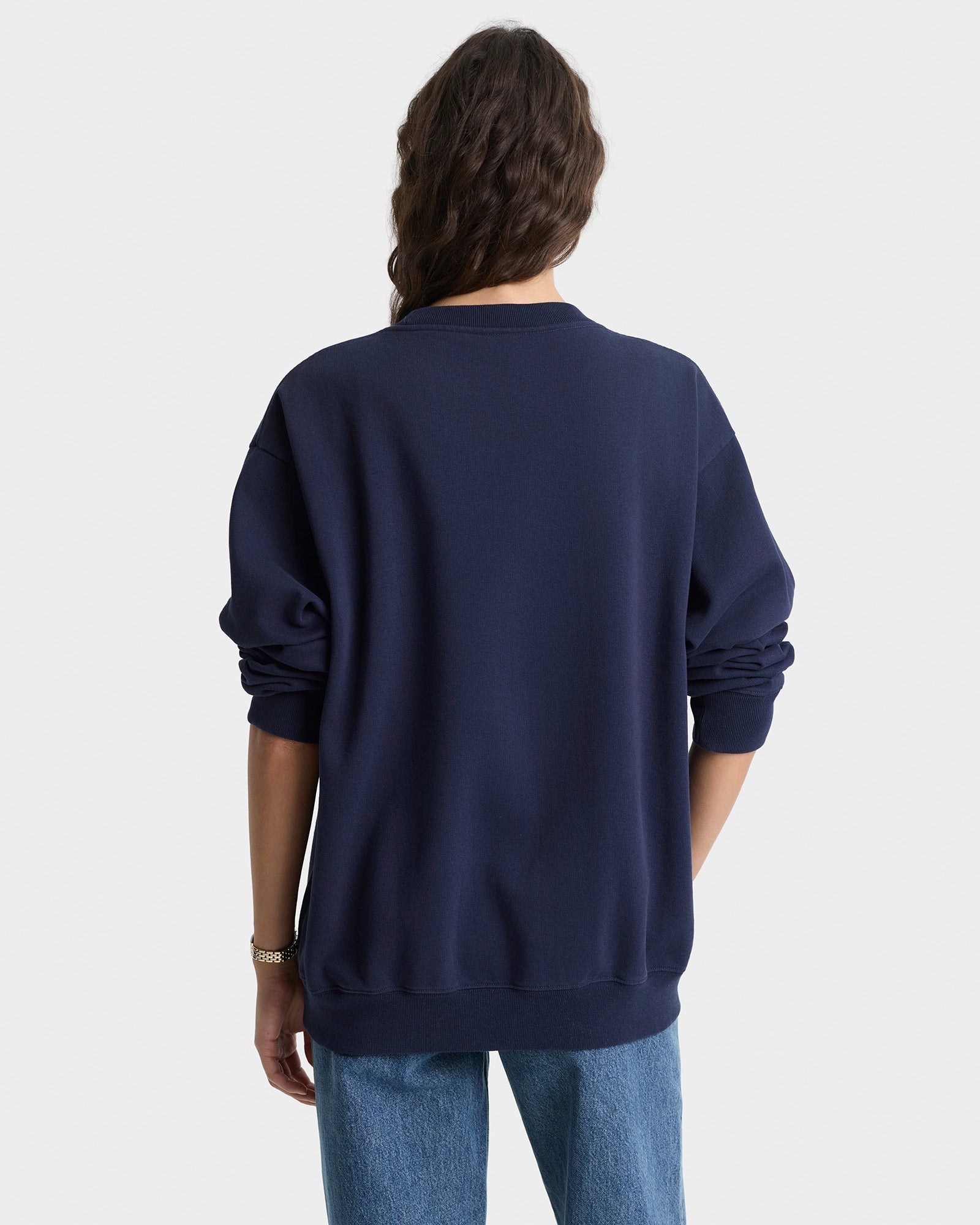 Pull à col rond Yale Ivy - Bleu marine/Blanc