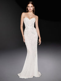 Robe bustier à broderie en tulle - Cloud Dancer