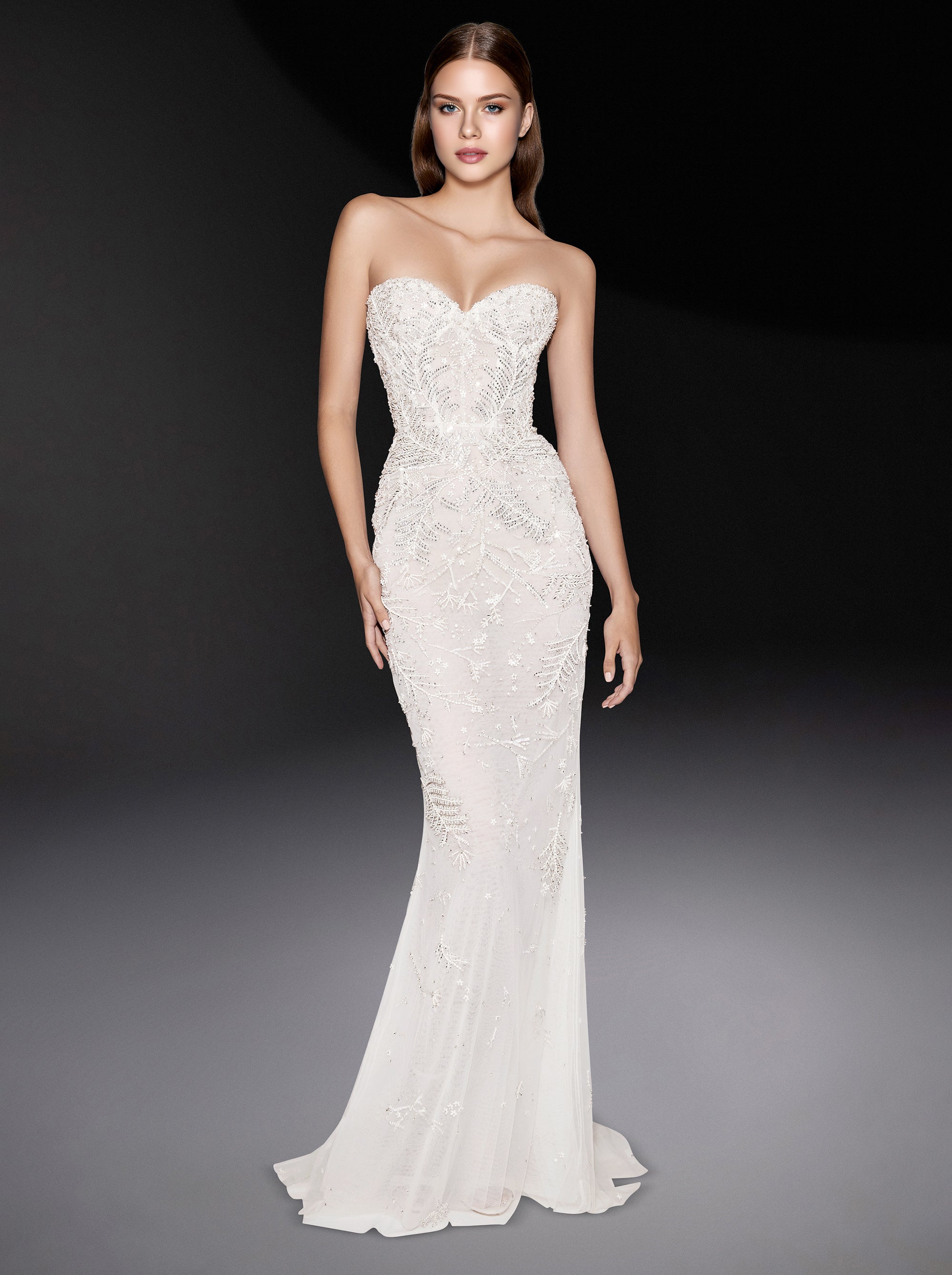 Robe bustier à broderie en tulle - Cloud Dancer